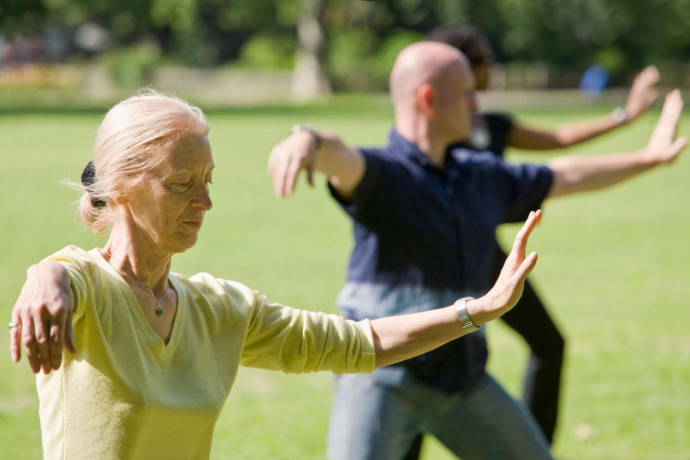 Older adults practicing Taichi for balance and fall prevention